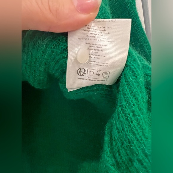 NWOT Sezane Gespard Bright Green Mohair Wool 
Cardigan Sweater - Picture 10 of 11